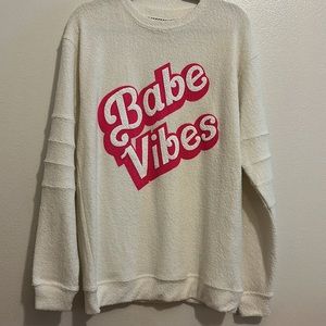 Oversized “Babe Vibes” Cozy Crewneck Sweater| Brand New with Tags